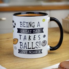 (image for) Personalised Takes Balls Black Handle Mug