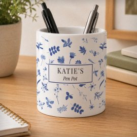 (image for) Personalised Blue Floral Storage Pot