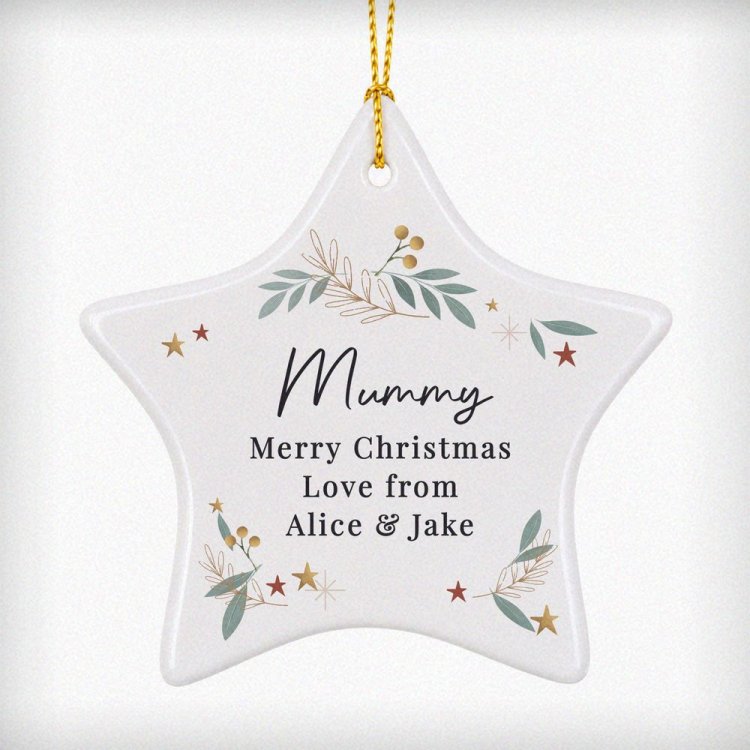 Modal Additional Images for Personalised Christmas Botanical Ceramic Star Decoration