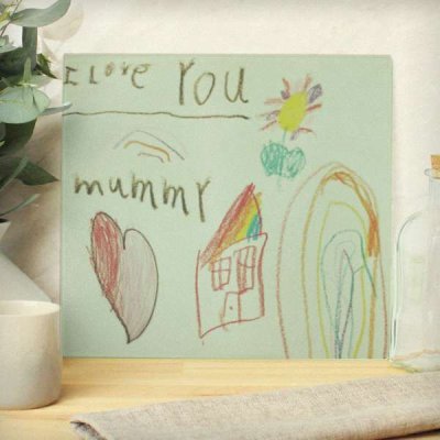 (image for) Personalised Childrens Drawing Photo Upload Glass Chopping Board/Worktop Saver