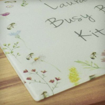 (image for) Personalised Busy Bee Glass Chopping Board/Worktop Saver