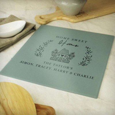 (image for) Personalised HOME Glass Chopping Board/Worktop Saver
