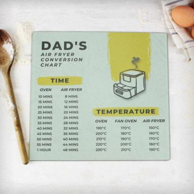 (image for) Personalised Air Fryer Chart Glass Chopping Board/Worktop Saver