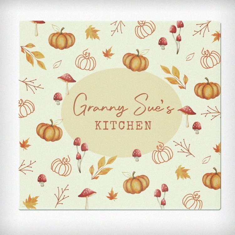 Modal Additional Images for Personalised Pumpkin Glass Chopping Board