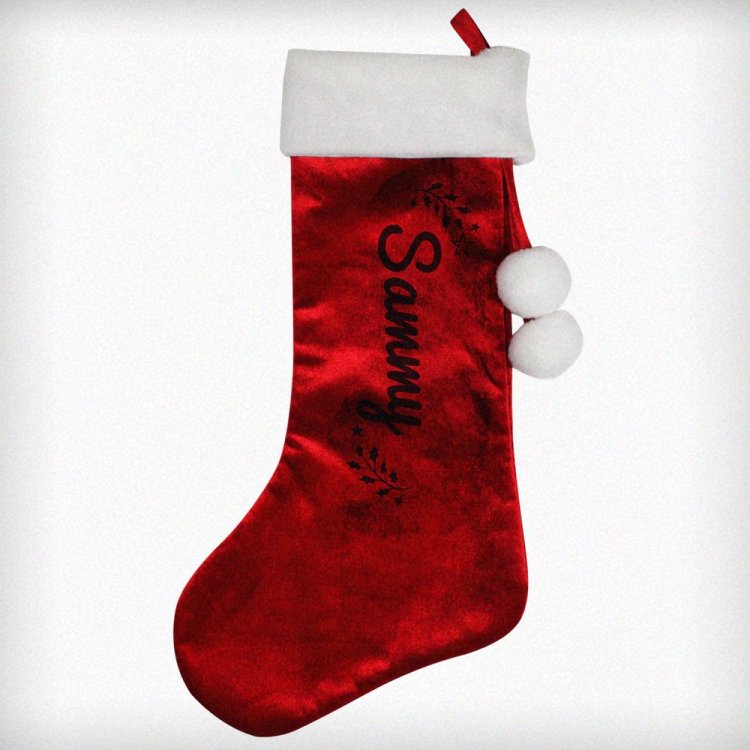 Modal Additional Images for Personalised Holly Red Christmas Stocking
