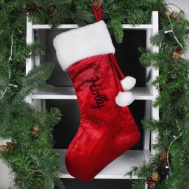 (image for) Personalised Holly Red Christmas Stocking