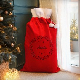 (image for) Personalised Holly Red Christmas Sack