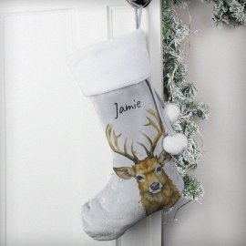 (image for) Personalised Stag Silver Grey Stocking