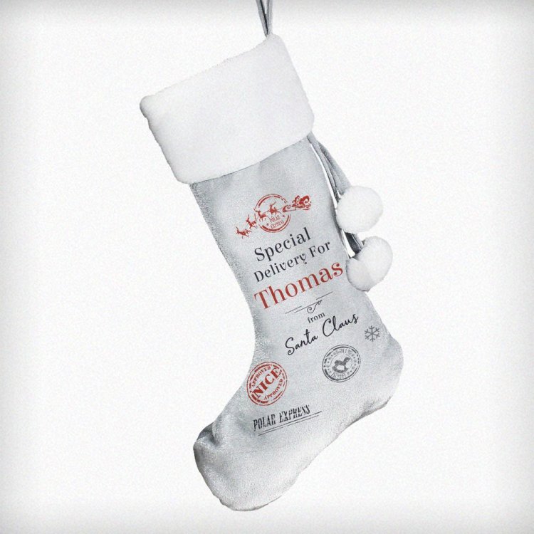 Modal Additional Images for Personalised Special Delivery Silver Grey Stocking
