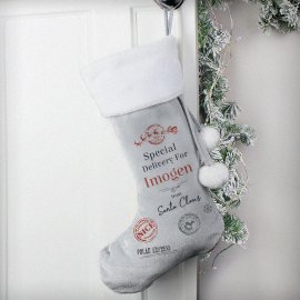 (image for) Personalised Special Delivery Silver Grey Stocking