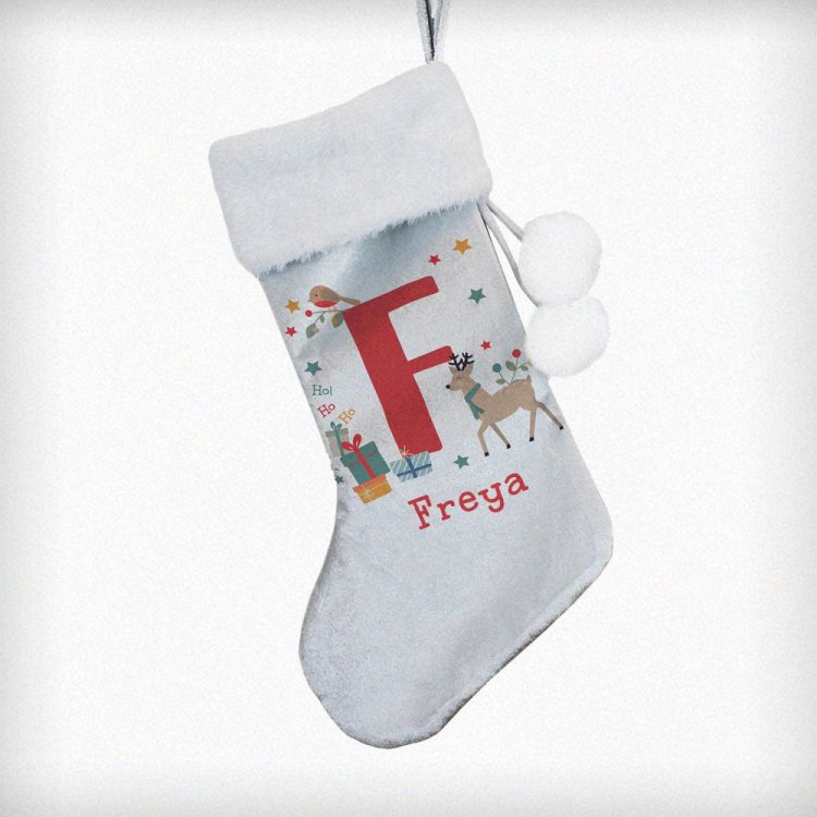 Modal Additional Images for Personalised Initial Reindeer Christmas Stocking