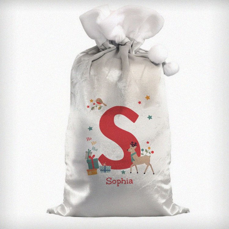 Modal Additional Images for Personalised Initial Reindeer Christmas Sack