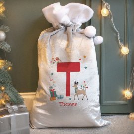 (image for) Personalised Initial Reindeer Christmas Sack
