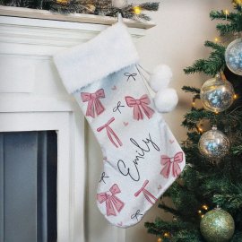 (image for) Personalised Pink Bow Christmas Stocking