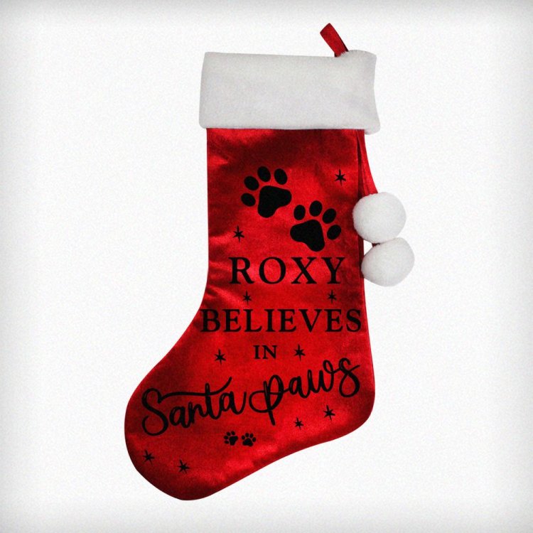 Modal Additional Images for Personalised Santa Paws Christmas Red Stocking