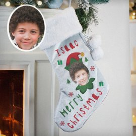 (image for) Personalised Photo Upload Elf Christmas Stocking