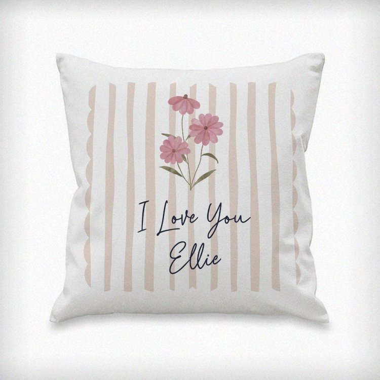 Modal Additional Images for Personalised Floral Stripe Cushion