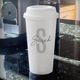 (image for) Personalised Initial & Name Insulated Eco Travel Cup