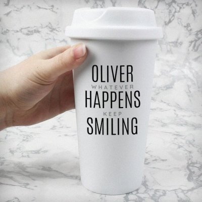 (image for) Personalised Black Text Slogan Insulated Eco Travel Cup