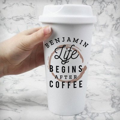 (image for) Personalised 'Life Begins After Coffee' Insulated Eco Travel Cup