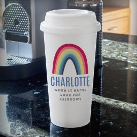 (image for) Personalised Rainbow Insulated Eco Travel Cup