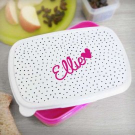 (image for) Personalised Pink Heart Name Only Pink Lunch Box