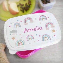 (image for) Personalised Rainbow Name Only Pink Lunch Box
