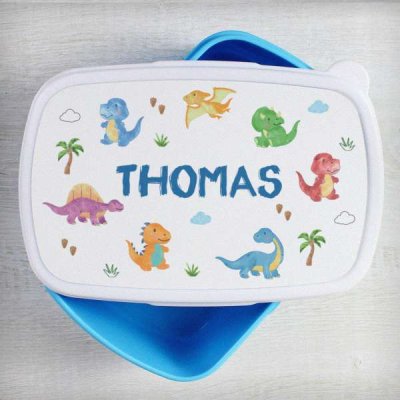 (image for) Personalised Dinosaur Name Only Blue Lunch Box