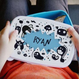 (image for) Personalised Monsters Name Only Blue Lunch Box