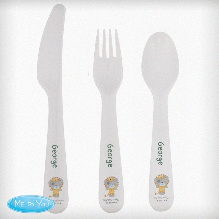 Modal Additional Images for Personalised Tiny Tatty Teddy Jungle Animals Plastic 3 Piece Cutlery Set