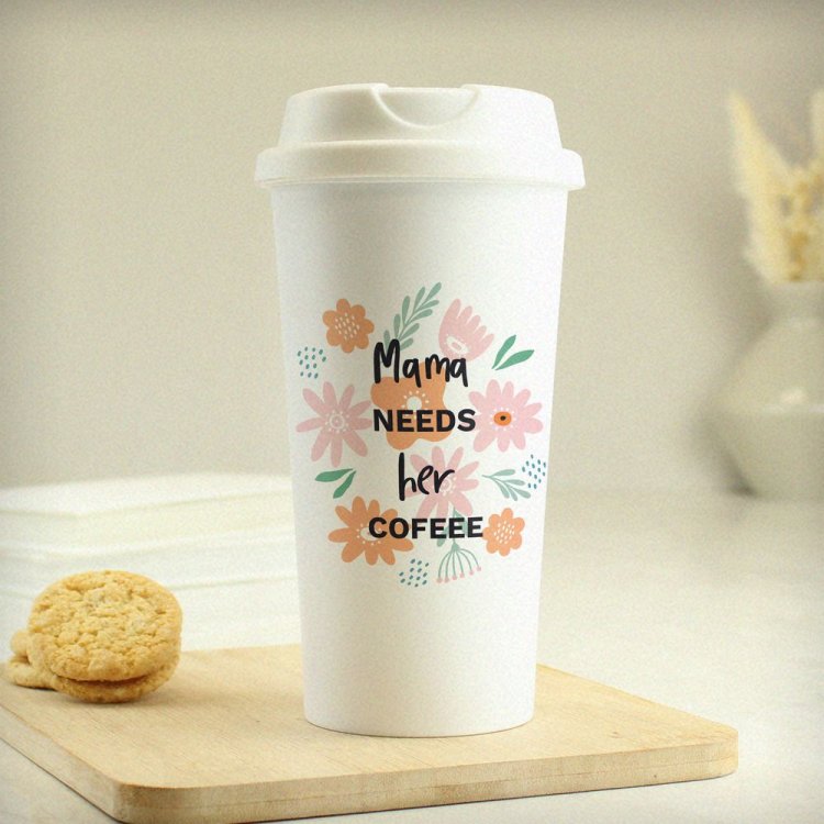 Modal Additional Images for Personalised Floral Travel Mug