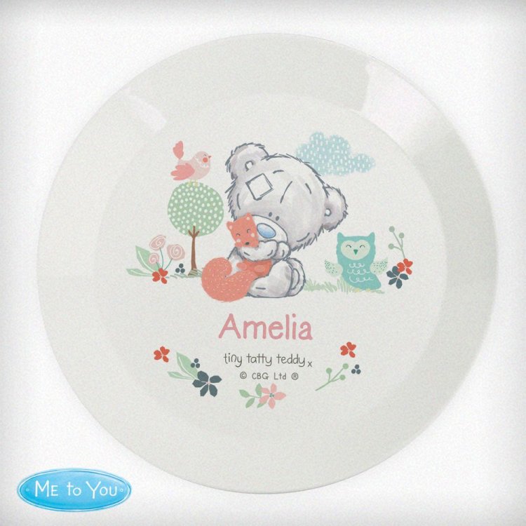 Modal Additional Images for Personalised Tiny Tatty Teddy Woodland Animal Plastic Plate