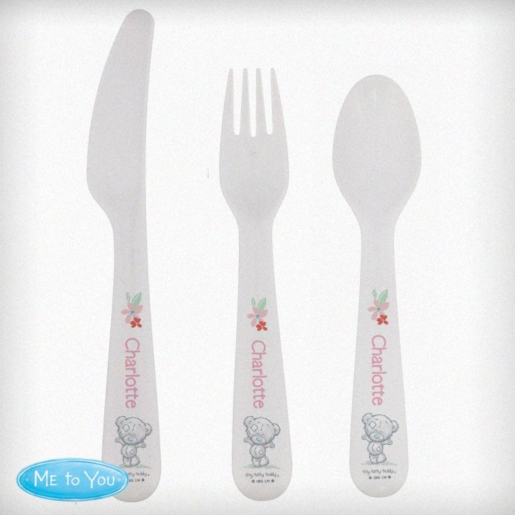 Modal Additional Images for Personalised Tiny Tatty Teddy Woodland Animal 3 Piece Cutlery Set