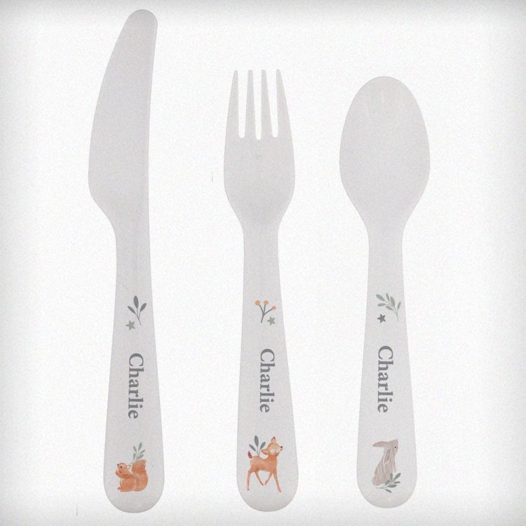Modal Additional Images for Personalised Woodland Animals Cutlery