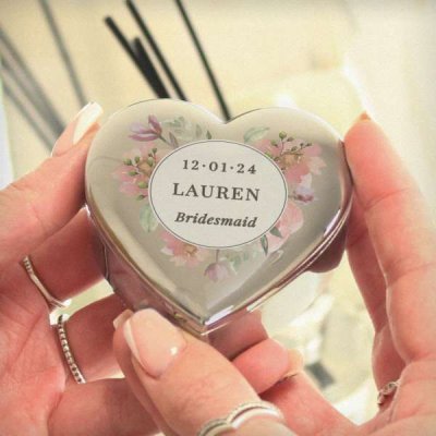 (image for) Personalised Floral Watercolour Heart Trinket Box
