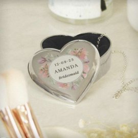 (image for) Personalised Floral Watercolour Heart Trinket Box