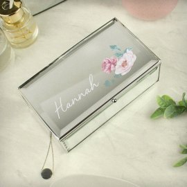 (image for) Personalised Floral Mirrored Jewellery Box