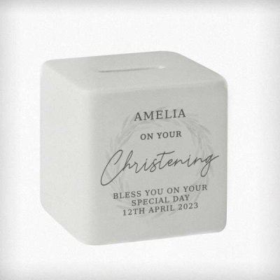 (image for) Personalised Christening Ceramic Square Money Box
