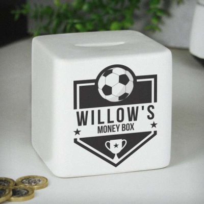(image for) Personalised Football Badge Ceramic Square Money Box
