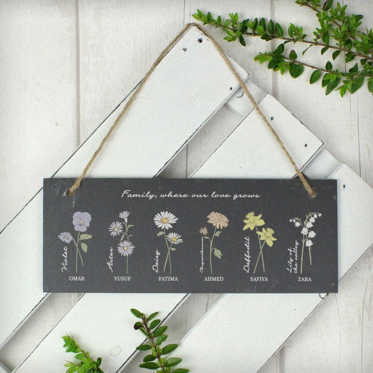 Modal Additional Images for Personalised Flower of the Month Hanging Slate Plaque