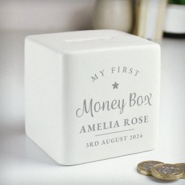 (image for) Personalised My First Ceramic Square Money Box