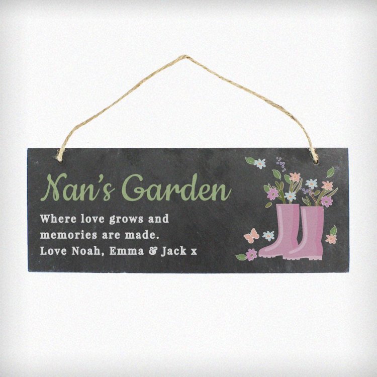Modal Additional Images for Personalised Floral Garden Slate Sign