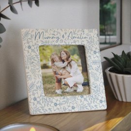 (image for) Personalised Blue Floral Ceramic 4x4 Frame