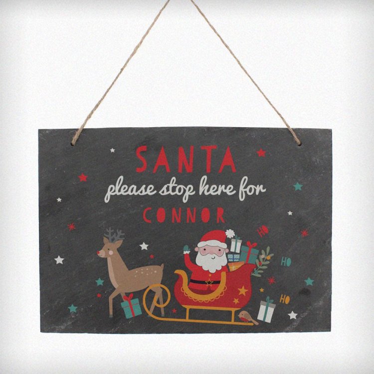 Modal Additional Images for Personalised Santa Stop Here Slate Sign
