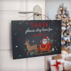 (image for) Personalised Santa Stop Here Slate Sign