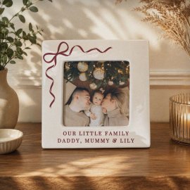 (image for) Personalised Red Bow Ceramic 4x4 Frame