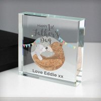 (image for) Personalised 1st Father's Day Daddy Bear Large Crystal Token