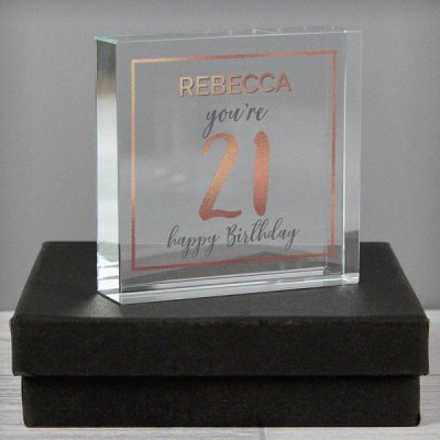 (image for) Personalised Birthday Rose Gold Crystal Token
