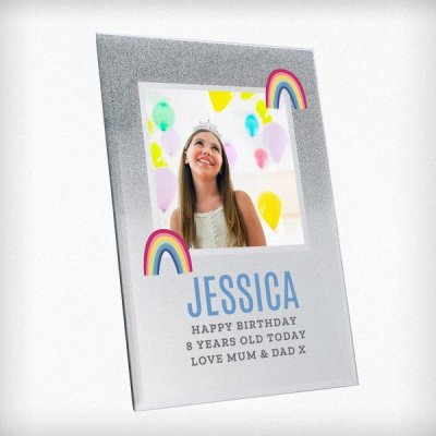 (image for) Personalised Rainbow 4x4 Glitter Glass Photo Frame