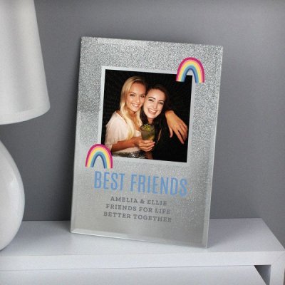 (image for) Personalised Rainbow 4x4 Glitter Glass Photo Frame